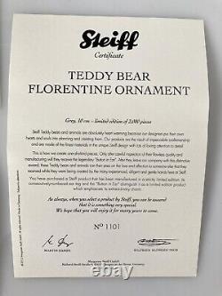 2013 STEIFF 034695 TEDDY BEAR FLORENTINE ORNAMENT 10cm Jointed LTD 2000