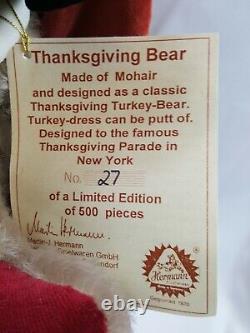 Hermann Mohair Thanksgiving Bear NY Thanksgiving Parade Limited Edition 27/500