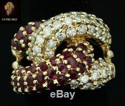 NEW / Rare Retired Limited Edition EFFY Knot Ring / 3 CT Diamond & AAA Ruby
