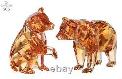 NIB Swarovski SCS 2017 Annual Edition Bear Cubs Brown Crystal Figurines #5236593