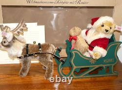 Rare Brand New Steiff Mohair Santa Bear With Sleigh & Sack Ltd Edition Box &cert