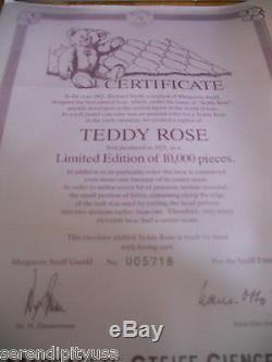 Rare! Steiff Teddy Rose 1925 Limited Edition 10,000 Ean 0171/41 Box, Certificate