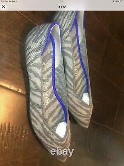 Rothy's Gray Zebra Womens Retired Flats Pointed Toe Shoes Sz 6.5 Limited Edition