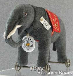 Steiff 1997 Club Edition 1914 Replica Grey Felt Elephant On Wheels Ean 420115