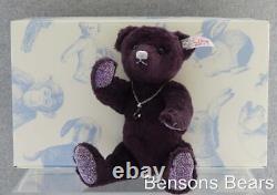 Steiff 2013 Swarovski Amethyst Necklace Bear Dark Purple Silk Fur Ean 035159