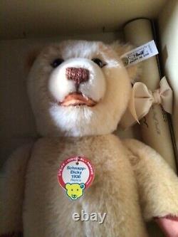 Steiff Bear Snap Dicky 1936 Replica Limited Edition White Label In Box With Coa