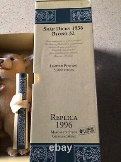 Steiff Bear Snap Dicky 1936 Replica Limited Edition White Label In Box With Coa