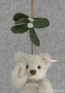 Steiff Christmas Teddy With Mistletoe Hanging Tree Ornament 10cms Ean 037610