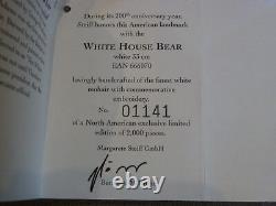 Steiff Teddy Bear 666070 200th Anniversary Whitehouse Bear Ltd Edition, 33cm