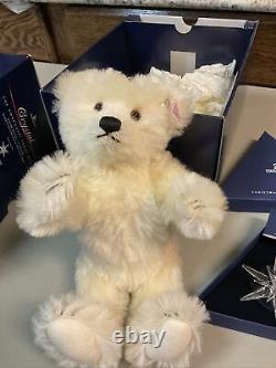 Steiff White Mohair Teddy Bear Crystal 668401 withSwarovski 2005 Ornament, #6702