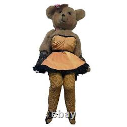 Vintage jointed teddy bear burlesque dancer artist signed Debra Lyn 20